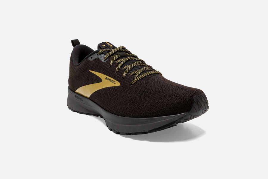 Brooks Revel 4 Road Running Shoes Mens - Black/Gold - DCWKU-0248